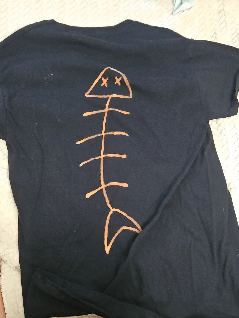 Fruit of the Loom Black Tee with Copper Cat Graphic